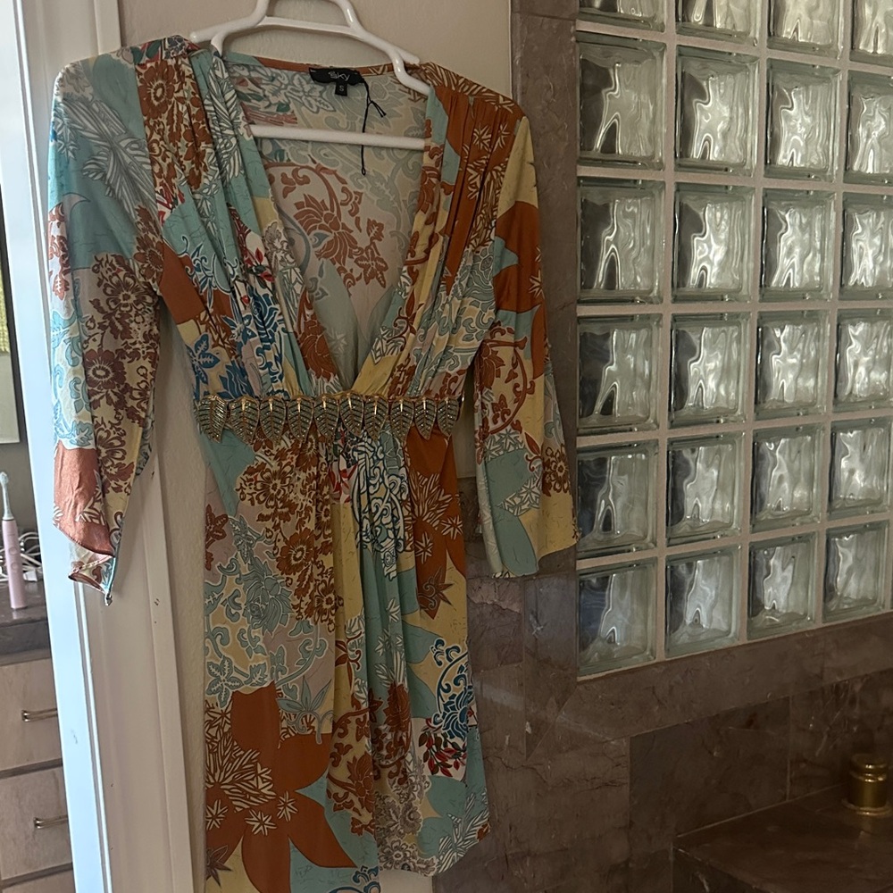 Sky Multicolor Floral mini dress